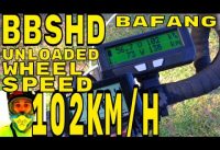 Bafang BBSHD unloaded wheel speed test = 102km/h • 1000w mid-drive Electric Bike BBS02 8fun motor