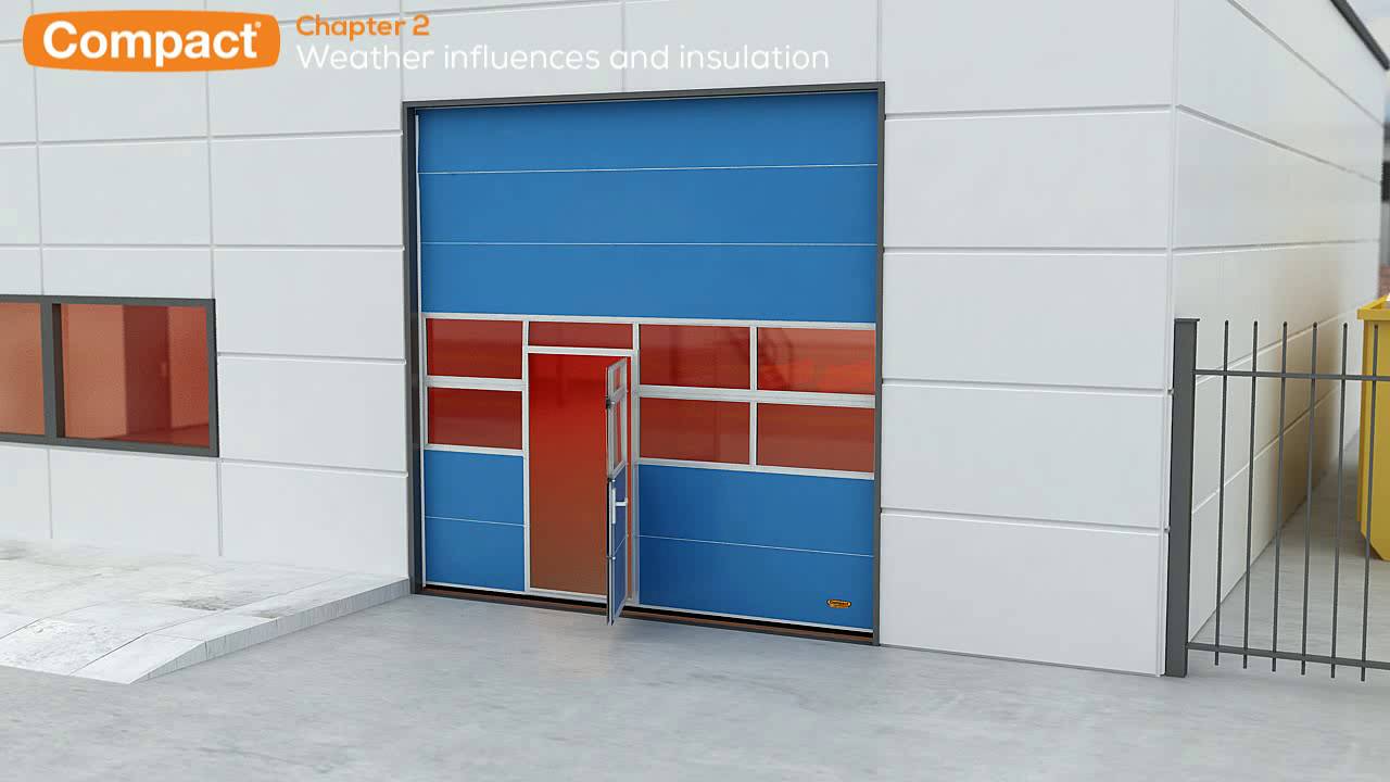 Compact folding door protects against weather influences