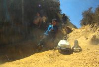 Electric dirt bike riding on extremely steep technical terrain on 2012 Zero MX's