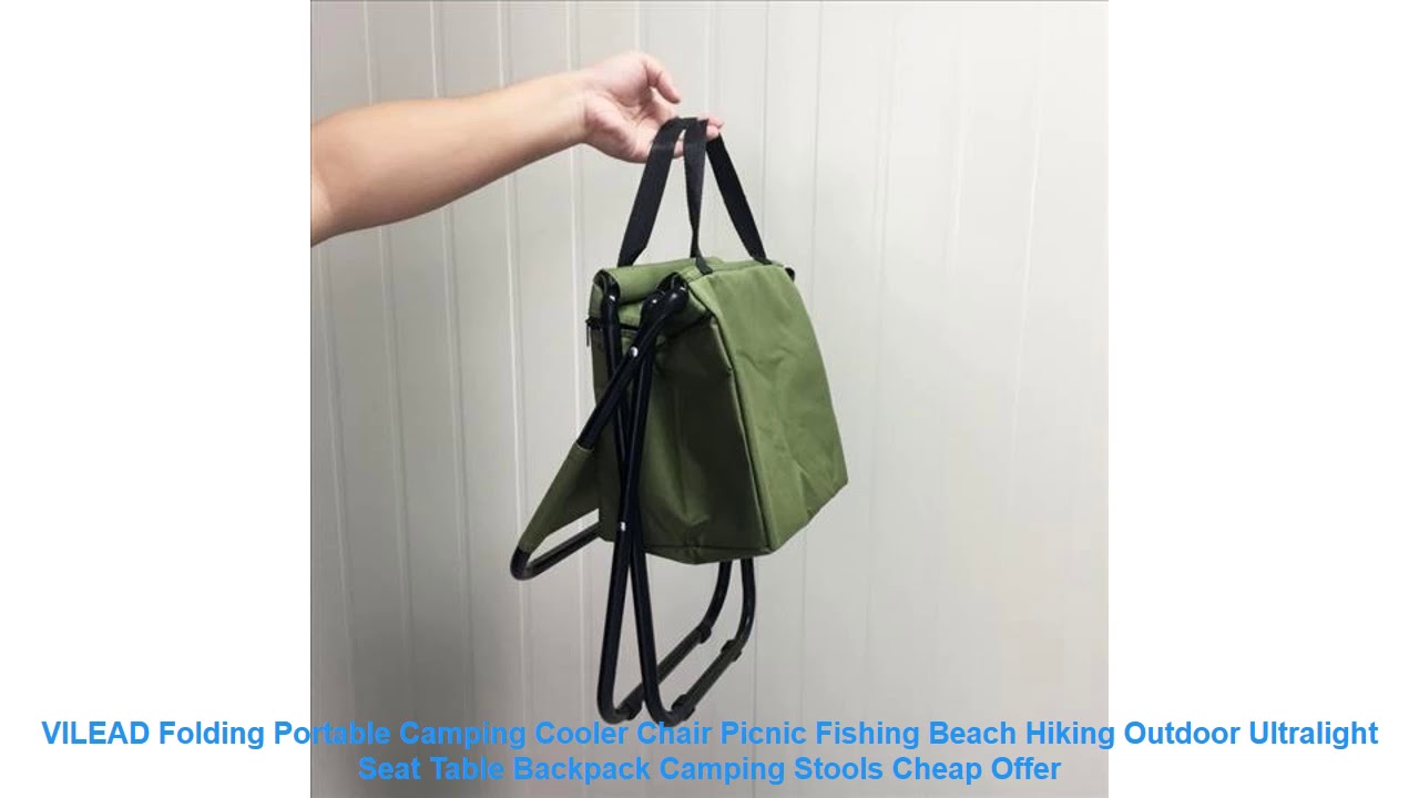 VILEAD Folding Portable Camping Cooler Chair Picnic Fishing Beach Hiki