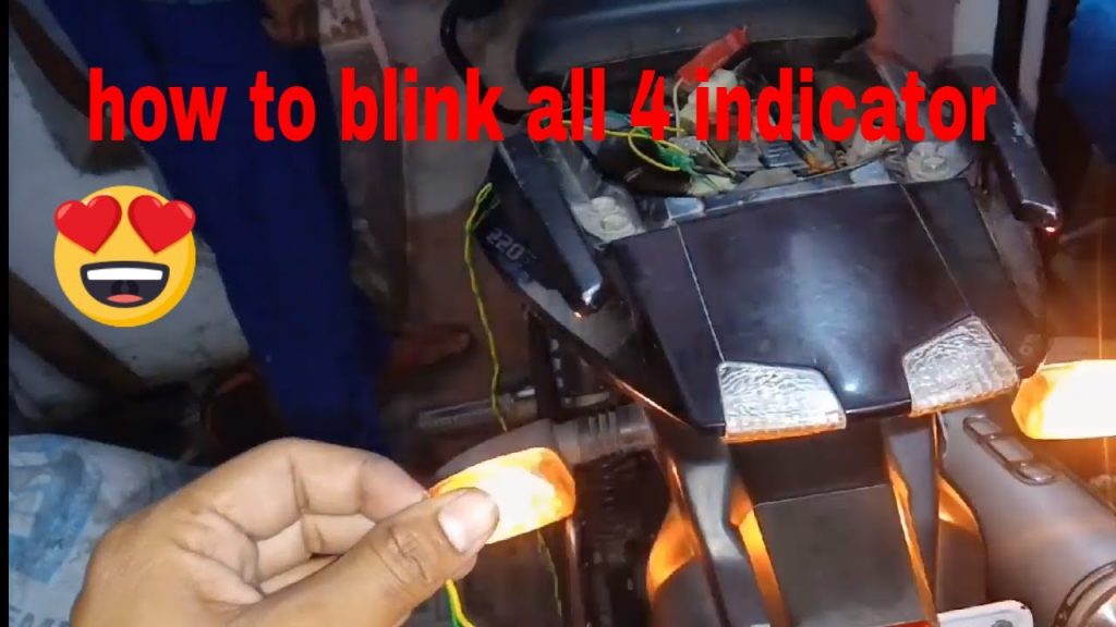 how to link four indecators in your bike to gether also a switch. |how to blink all 4 indicator bike