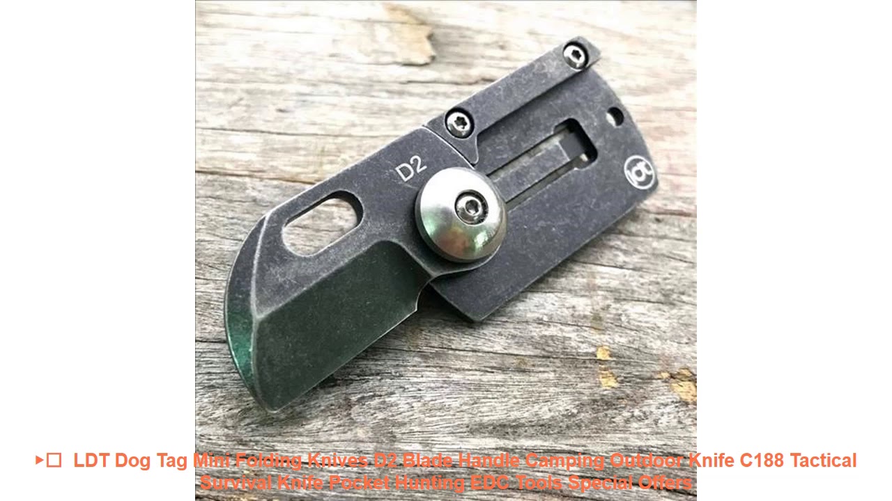 ▶️  LDT Dog Tag Mini Folding Knives D2 Blade Handle Camping Outdoor Kn