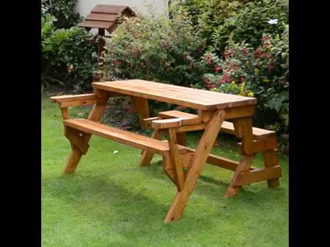 folding picnic table to bench seat. picnic table converts to bench.