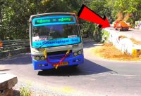 Three Private Lorry's and TNSTC Bus and Bike Turning Hairpin Bend in Kolli Hills Road Namakkal