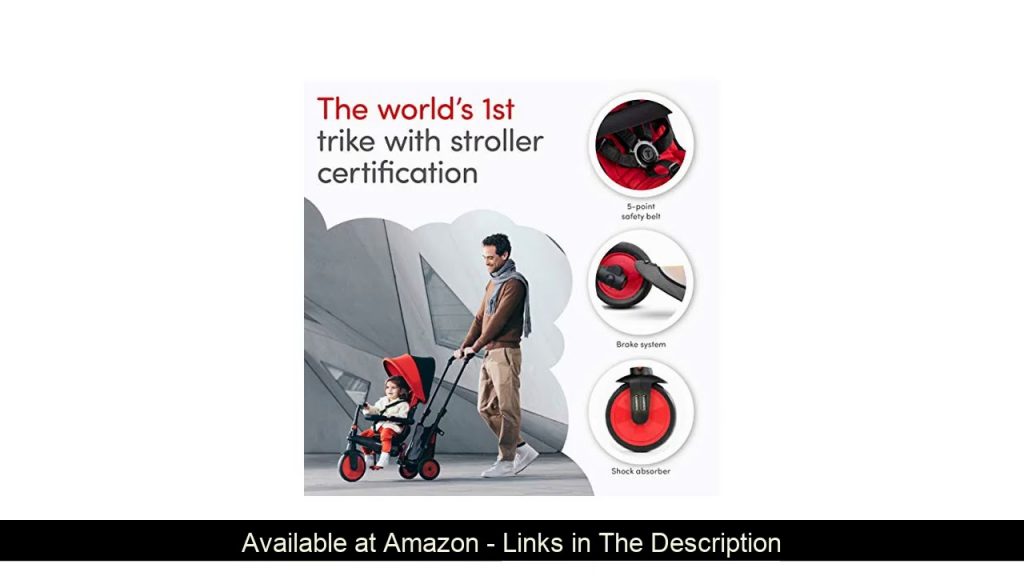 ❎ smarTrike STR3 Folding Toddler Tricycle with Stroller Certification for 1,2,3 Year Old - 6 in 1 M