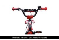 ▶️ AMIGO - BMX Turbo - Bicicletta Bambini - 12'' (per 3-4 Anni) - con stabilizzanti - Bianco/Rosso