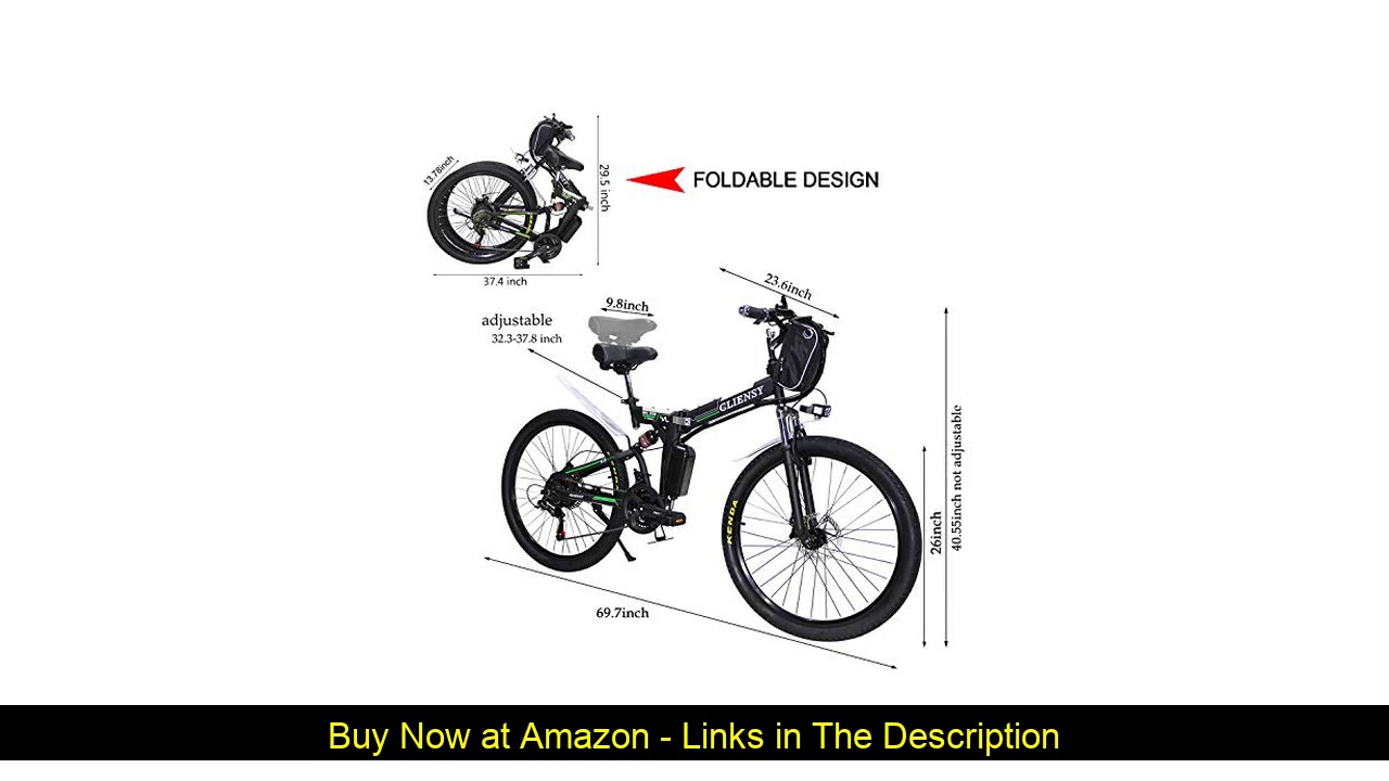 ▶️ CLIENSY 26 Inch Electric Bike, 350W Folding E-Bike with Removable 36V 8AH Lithium Battery for Ad