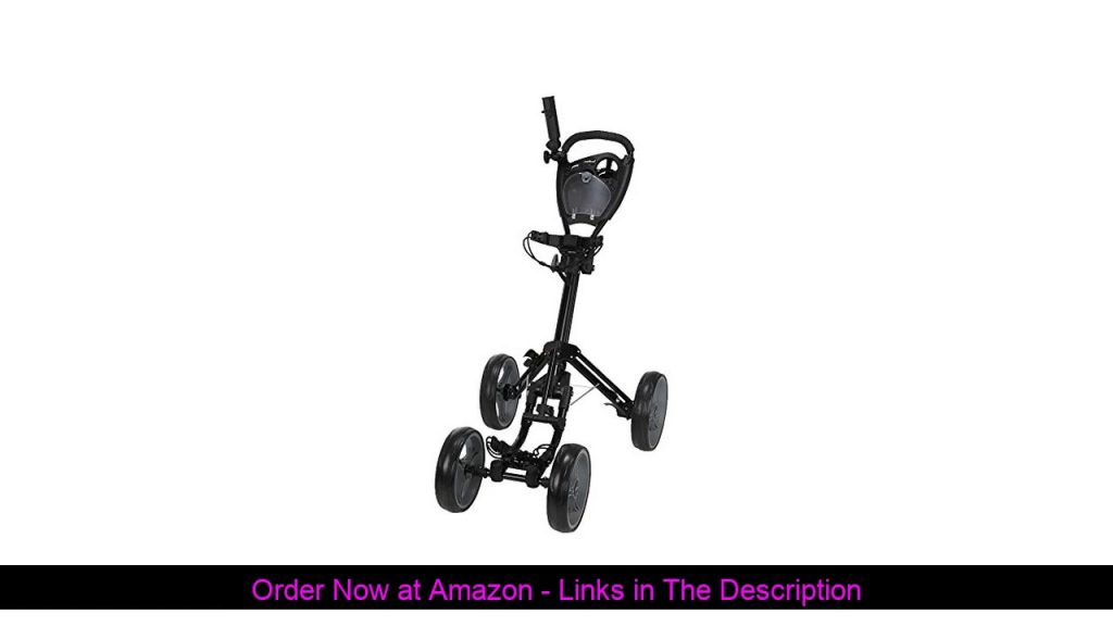 ☘️ Caddymatic Golf Quad 4-Wheel Folding Golf Pull/Push Cart Black