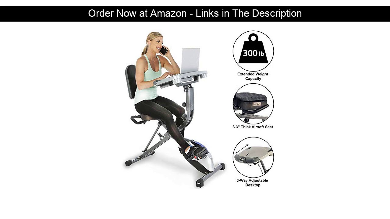 ⭐️ Exerpeutic ExerWorK 1000 Fully Adjustable Desk Folding Exercise Bike with Pulse