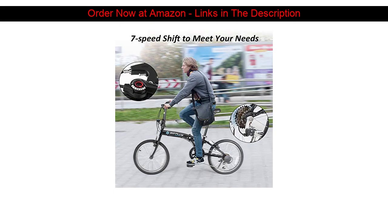 ✨ Goplus 20'' Folding Bike, 7 Speed Shimano Gears, Lightweight Iron Frame, Foldable Compact Bicycle