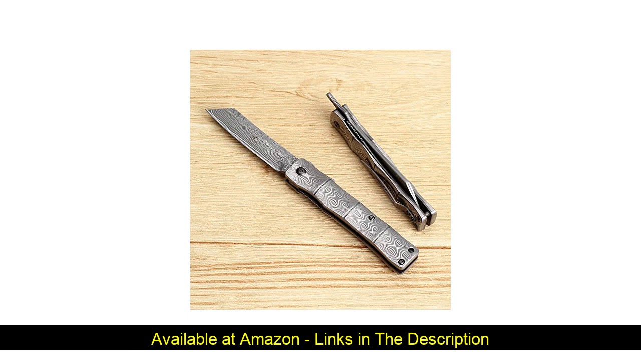 ✅ KATSU Handmade Full Damascus Steel Bamboo Style Japanese Razor Pocket Folding Knife with Pocket C