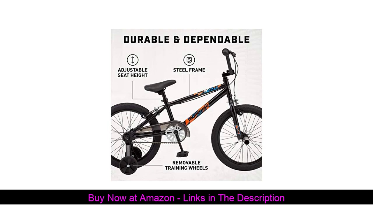 ✅ Mongoose Switch BMX Bike for Kids, 18-Inch Wheels, Includes Removable Training Wheels
