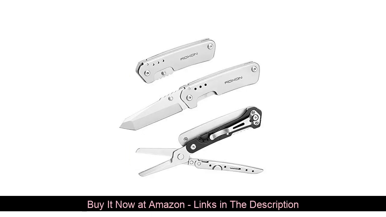 ☄️ Roxon Folding Pocket Knife and Scissors 2 in 1 Must-have at Home EDC Multi tool with Belt Clip,