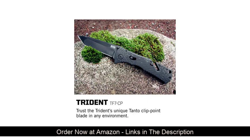 ❄️ SOG Folding Knife Pocket Knife - Trident Tanto Tactical Opening Knife w/ 3.75 Inch Black TiNi St