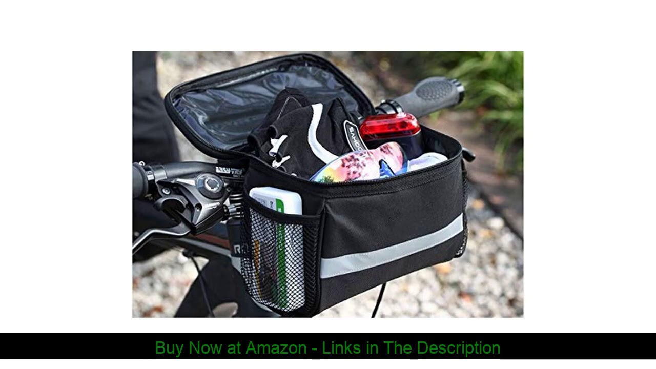 ☑️ traderplus Bicycle Basket Handlebar Bag with Sliver Grey Reflective Stripe for Mountain Bike Out